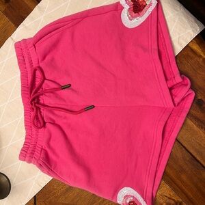 QUEEN OF SPARKLES Pink Shorts with Heart Details
